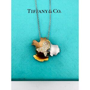 Tiffany & Co. Frank Gehry Tri-Color 18k Gold Diamond Leaves Necklace 15.75" 5g